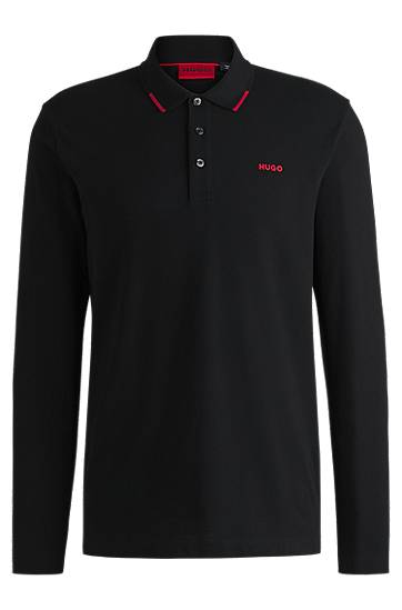 Polo skjorte BOSS Hugo Long Sleeve Polo Shirt with Logo Detail Sort | 50532067, 0