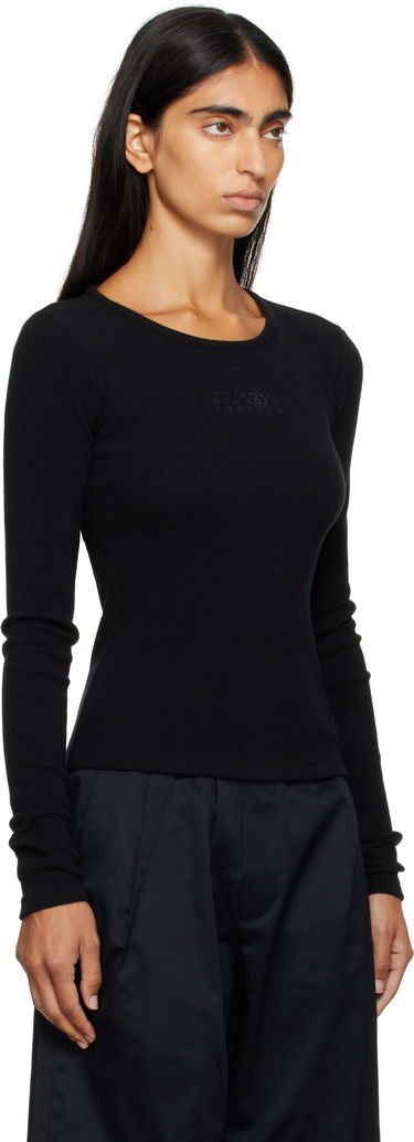 T-shirt Maison Margiela MM6 Maison Margiela Wool Blend Rib Jersey Long Sleeve T-Shirt Sort | S52NH0029 M20122, 1