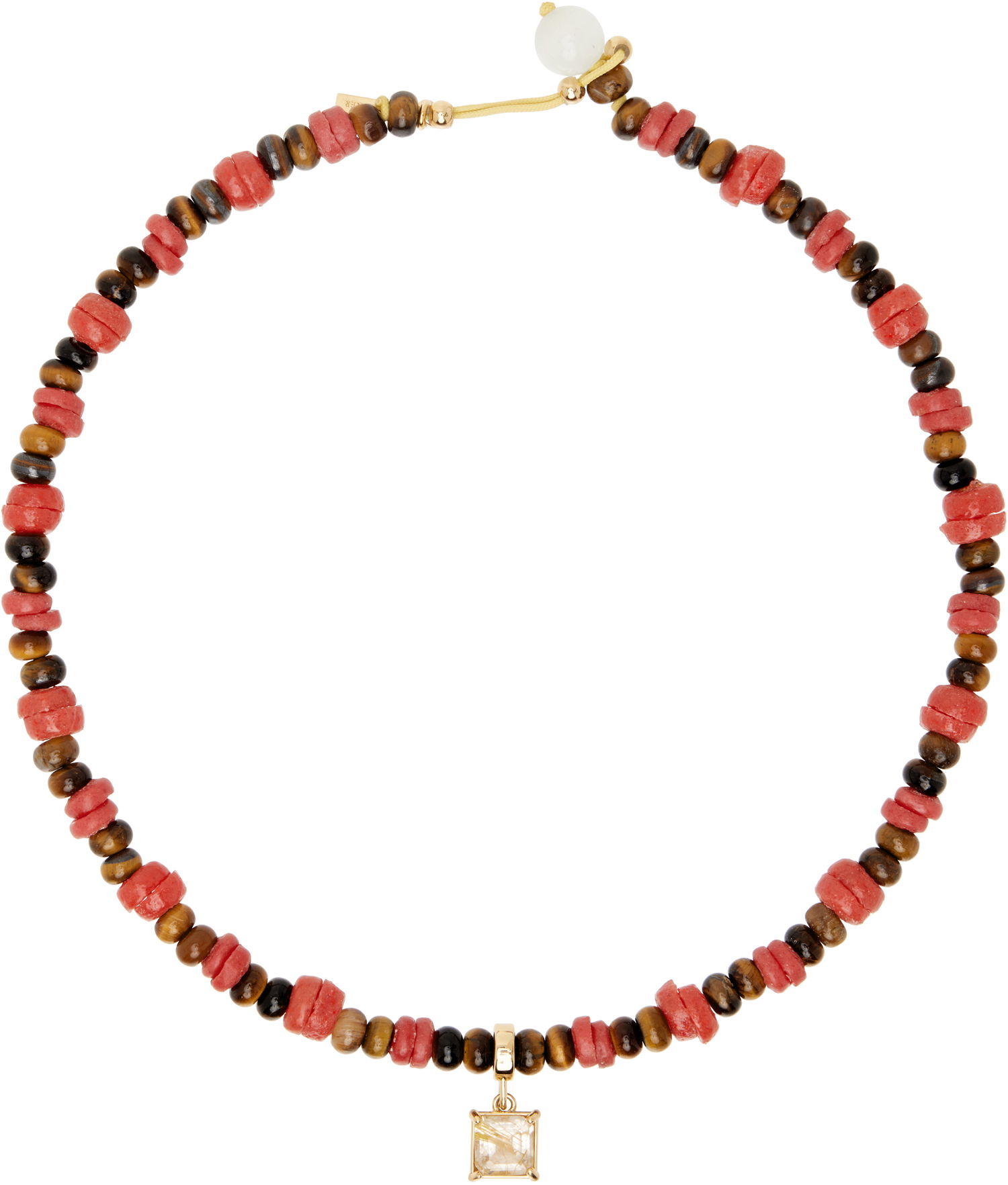 Halskæde Wales Bonner Wales Bonner Dream Beaded Necklace with Rutilated Quartz Pendant Flerfarvet | US24NK01-350, 0