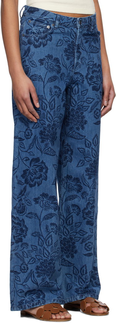 Jeans A.P.C. A.P.C. Elisabeth Floral-Print Wide-Leg Jeans Blå | COHGQ-F09181, 1