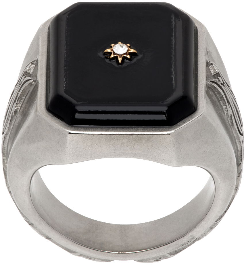 Ring Maison Margiela Enamel Signet Ring Grå | SM1UQ0102 P6478, 0