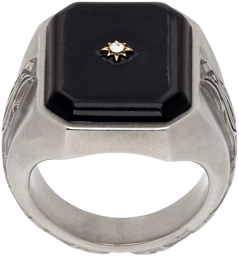 Ring Maison Margiela Enamel Signet Ring Grå | SM1UQ0102 P6478