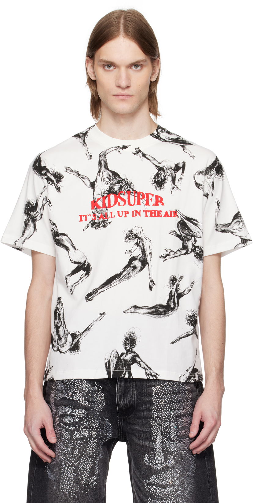 T-shirt KidSuper KidSuper Trapeze All Over Print T-Shirt Hvid | SS25-TEE-03