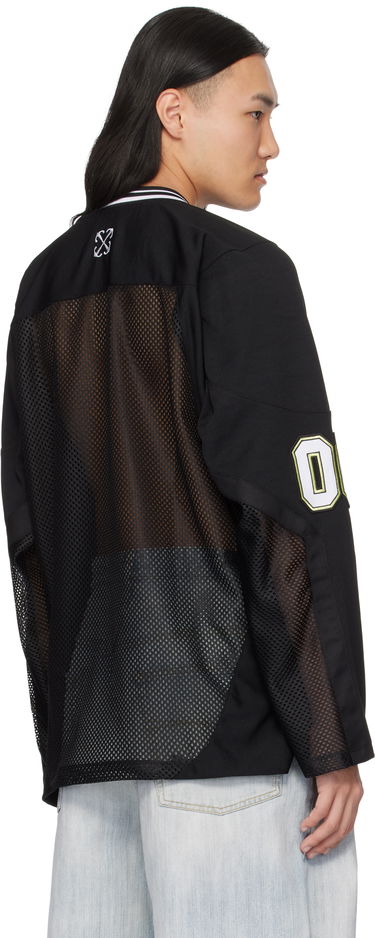 Jersey Off-White Banknote Mesh Hockey Long Sleeve T-Shirt Sort | OMAD004S25JER0031014, 2
