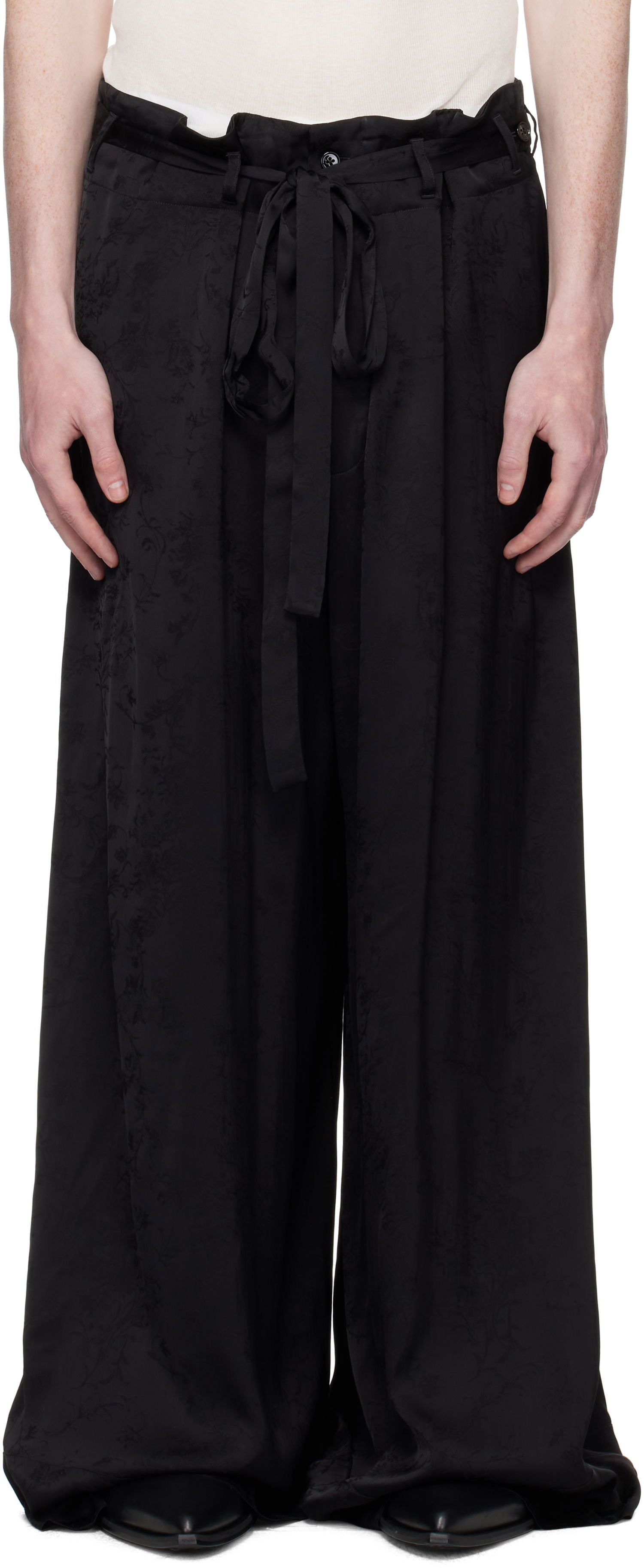Bukser Ann Demeulemeester Ann Demeulemeester Bruse Wide Lounge Pants Sort | B0012744-FA611-099, 0