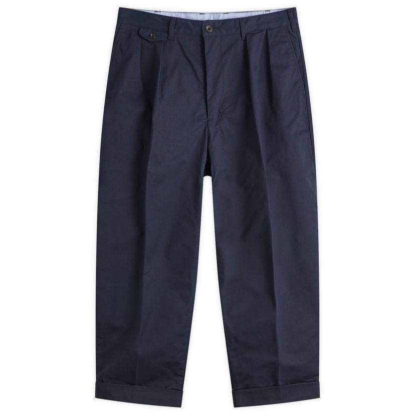 Bukser BEAMS Beams Plus 2 Pleat Chino Trousers, Size Small Mørkeblå | 3823-0097-874-79