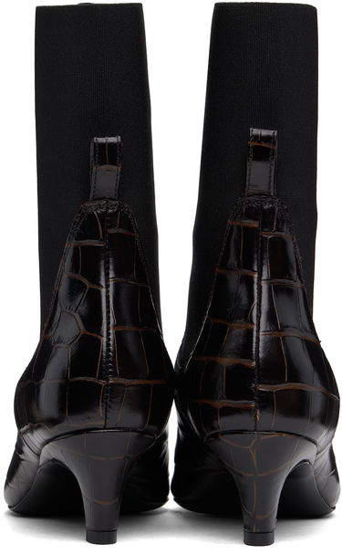 Tøj TOTEME TOTEME 'The Mid Heel' Croc-Embossed Leather Ankle Boots Brun | 231-907-847, 1