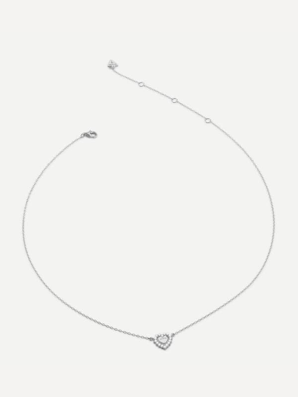 Halskæde GUESS Silver Tone Heart Pendant Necklace Metalisk | JSBN04459JW