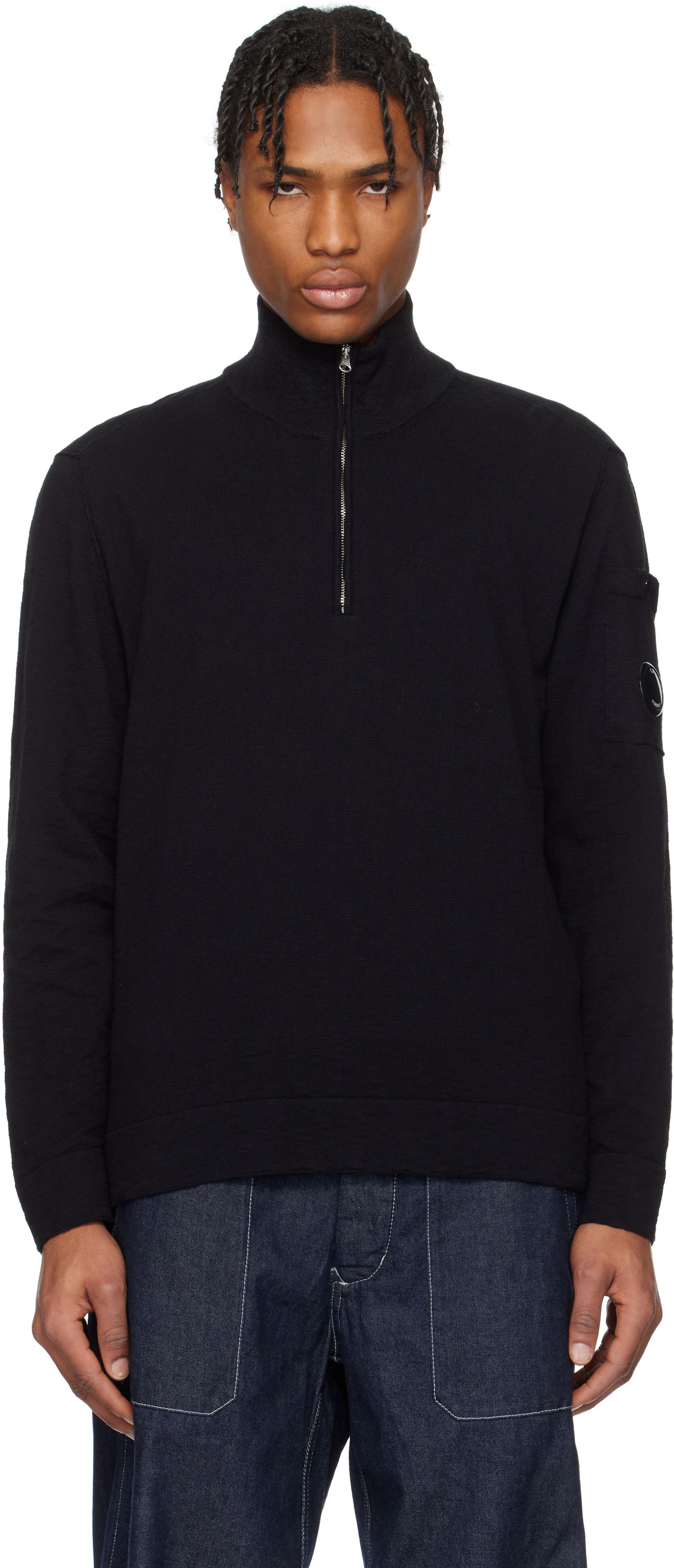 Sweater C.P. Company C.P. Company Half Zip Knit Sweater Sort | 18CMKN304A-110373A, 0