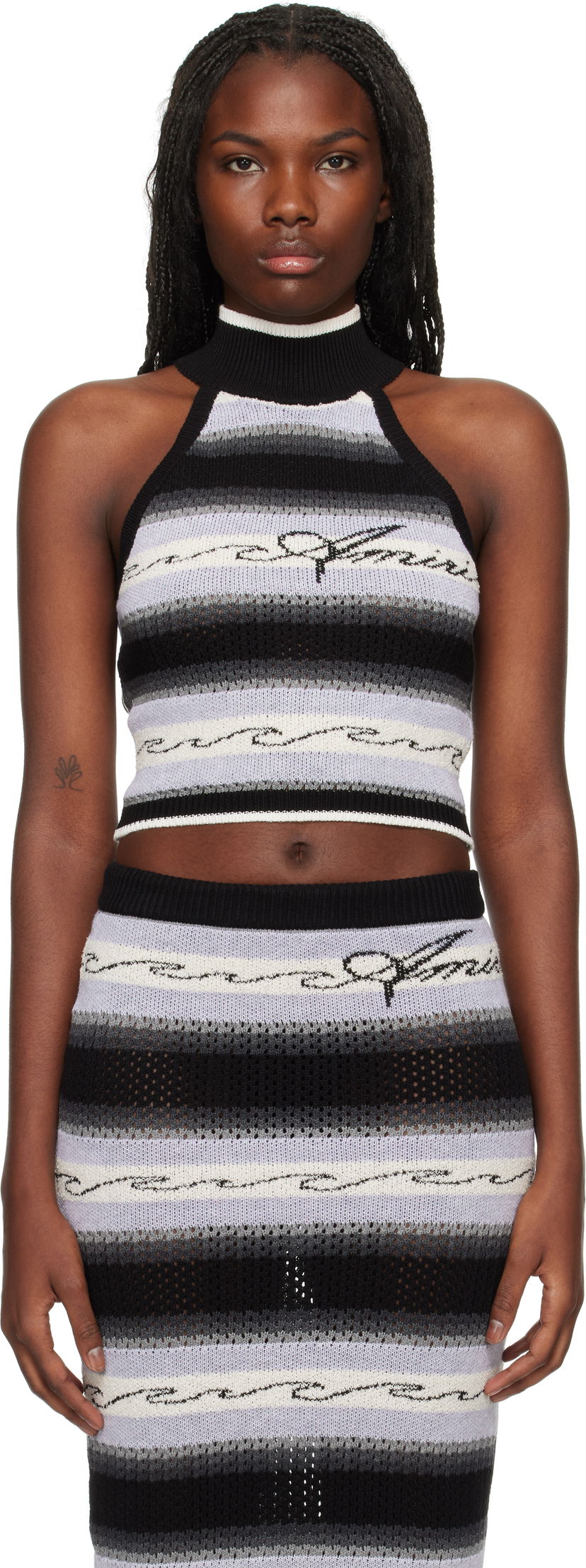 Tanktop AMIRI Wave Baja Stripe Tank Top Sort | AWKNTT1005