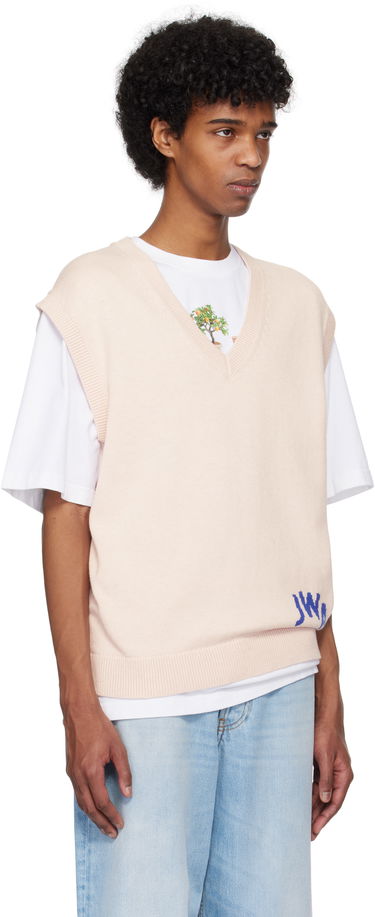 Vest JW Anderson JW Anderson 'JWA' V-Neck Knit Vest Lyserød | KW1349-YN0398, 1