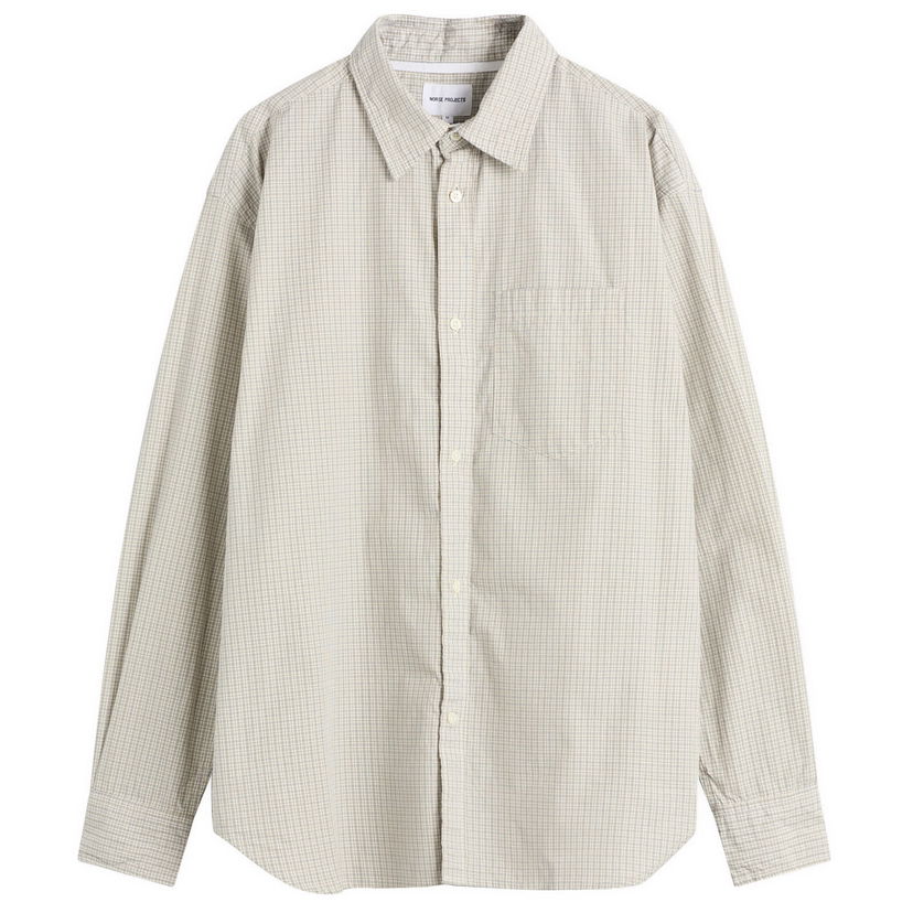 Skjorte NORSE PROJECTS Ole Oversize Poplin Check Shirt Beige | N40-0851-2064