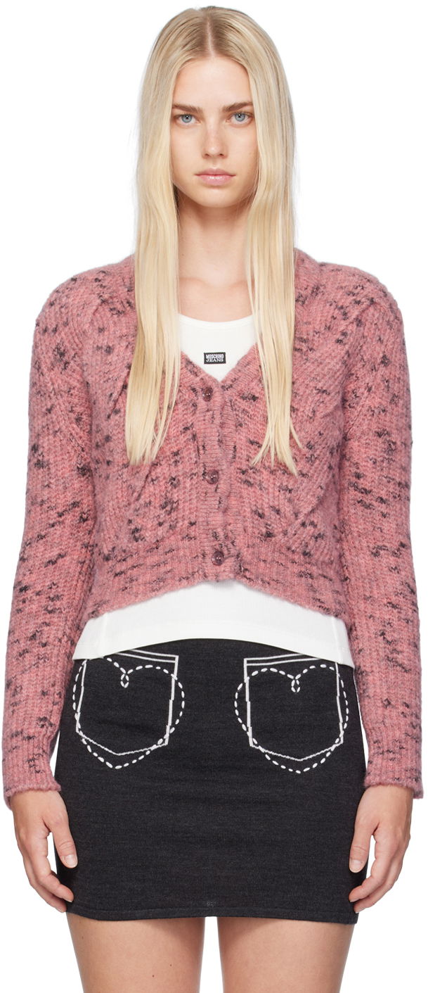 Sweater Moschino Cable Knit Cardigan Lyserød | 242K10904