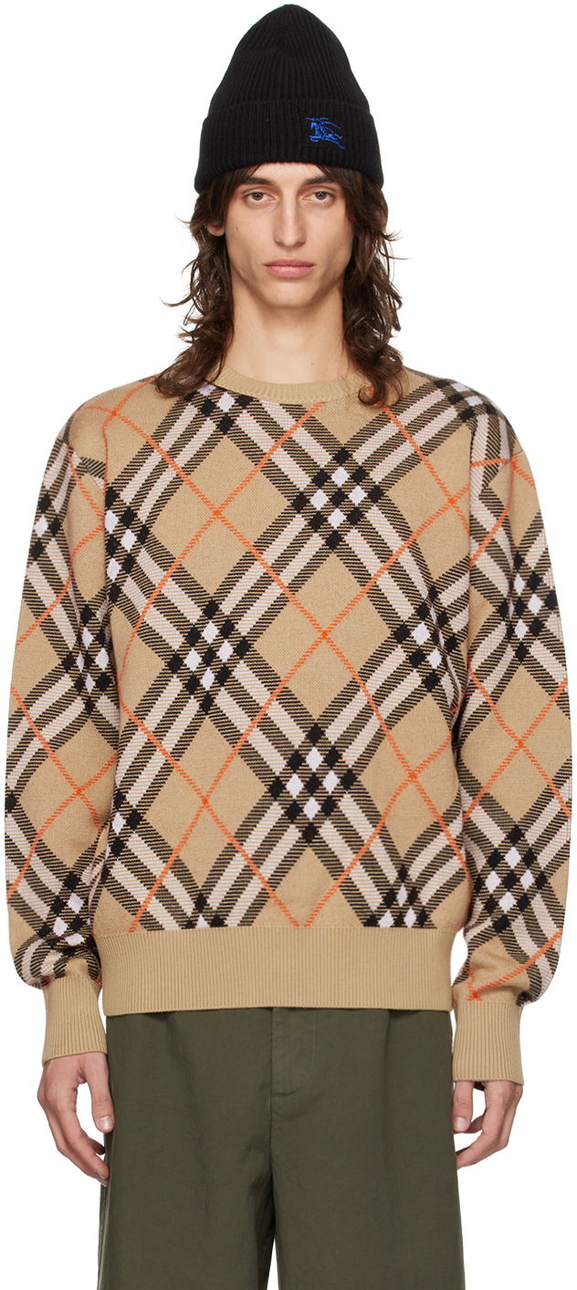 Sweater Burberry Check Sweater Beige | 8093497