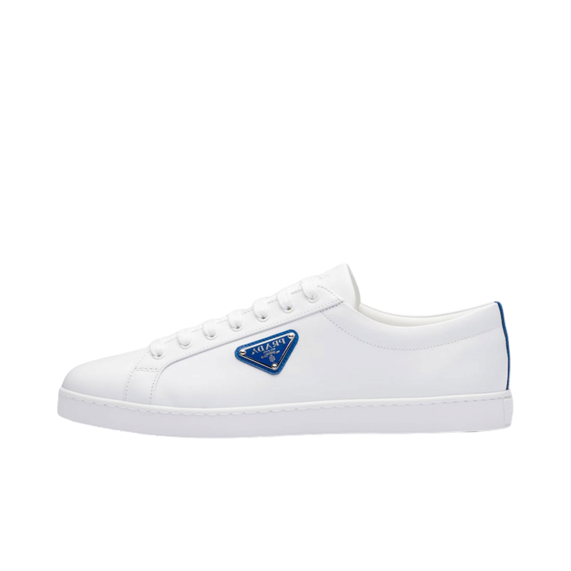 Sneakers og sko Prada Brushed Sneakers Leather White White Cobalt Blue Hvid | 2EE376_3F0E_F098Z