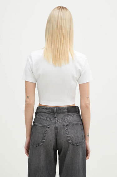 Crop top VETEMENTS VETEMENTS Oval Logo Cropped Fitted T-Shirt Hvid | WA66TR700W, 2