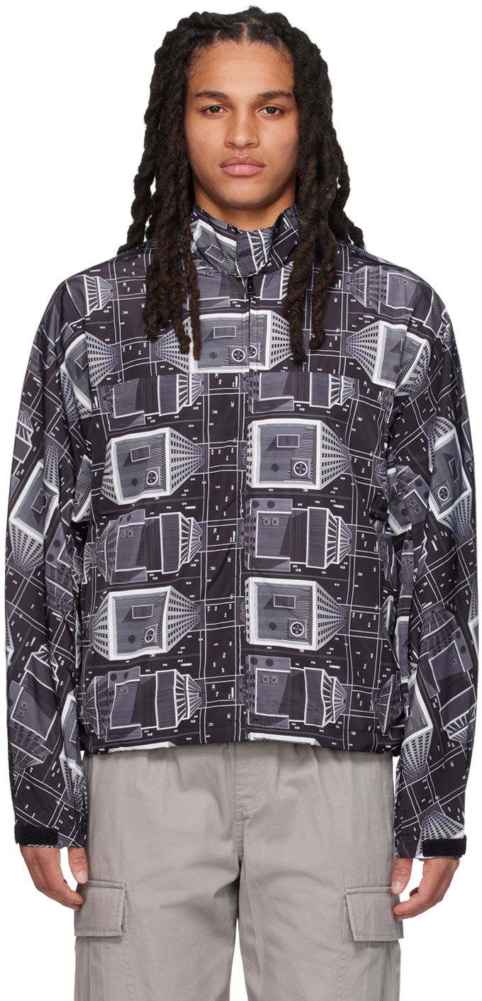 Vindjakke BILLIONAIRE BOYS CLUB Skyscraper Print Jacket Sort | B23114
