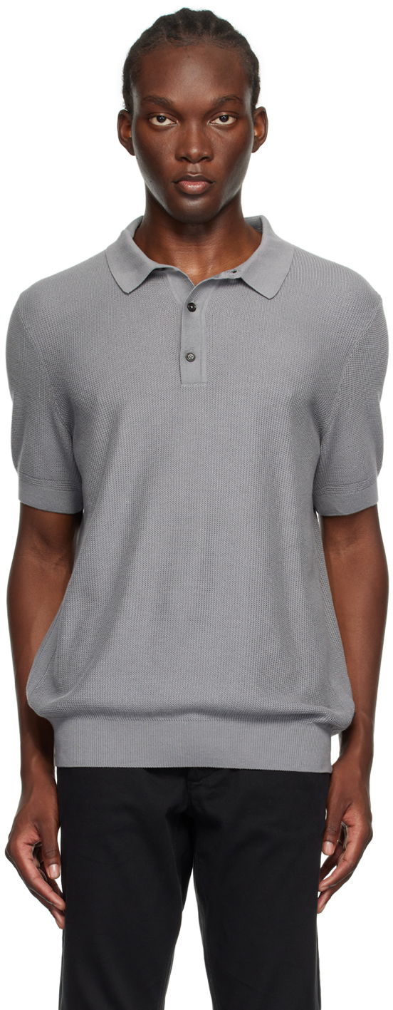 Tøj BOSS Gray Open Knit Polo Grå | 50519615
