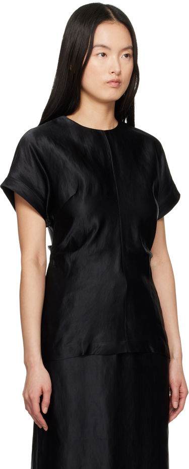 T-shirt Loulou de Saison Loulou de Saison Pero Satin Blouse Sort | PERO, 1