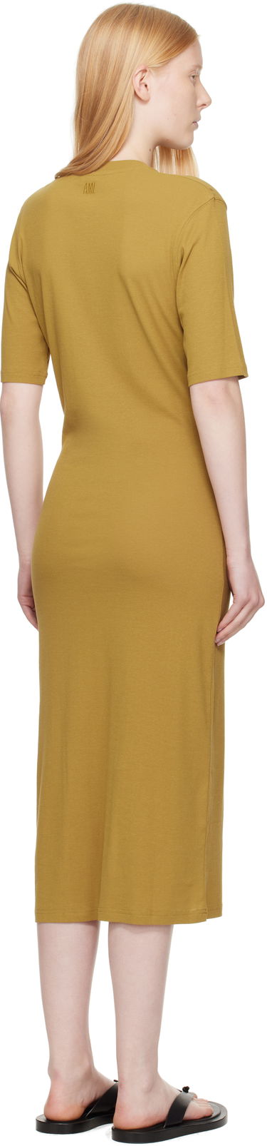 Kjole AMI AMI Paris Cotton Short Sleeve Maxi Dress Gul | FDR271.JE0101, 2