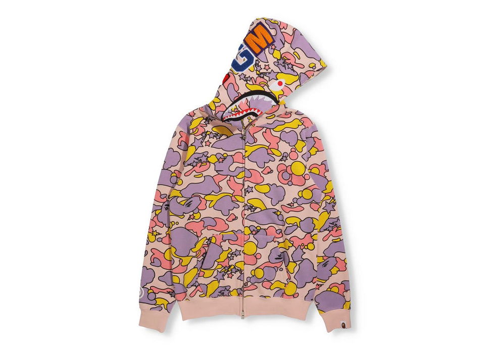 Sweatshirt BAPE Sta Camo Shark Full Zip Hoodie Lyserød | 1H80-215-004, 0