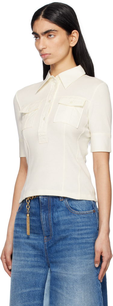 Polo skjorte CHLOÉ Chloé Short-Sleeve Utilitarian Polo Hvid | CH25SJH13182, 3