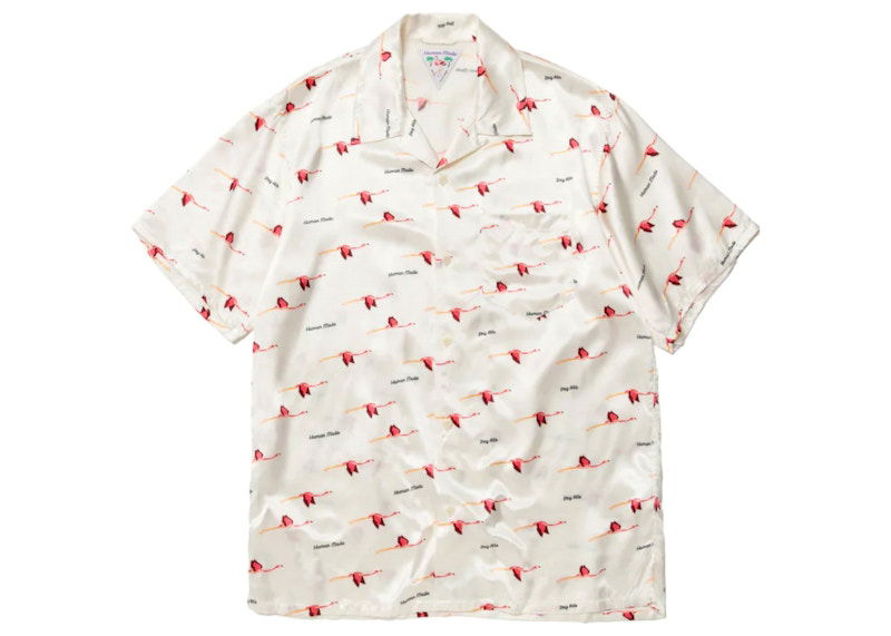 Skjorte Human Made Flamingo Print Aloha Shirt Hvid | HM23SH018