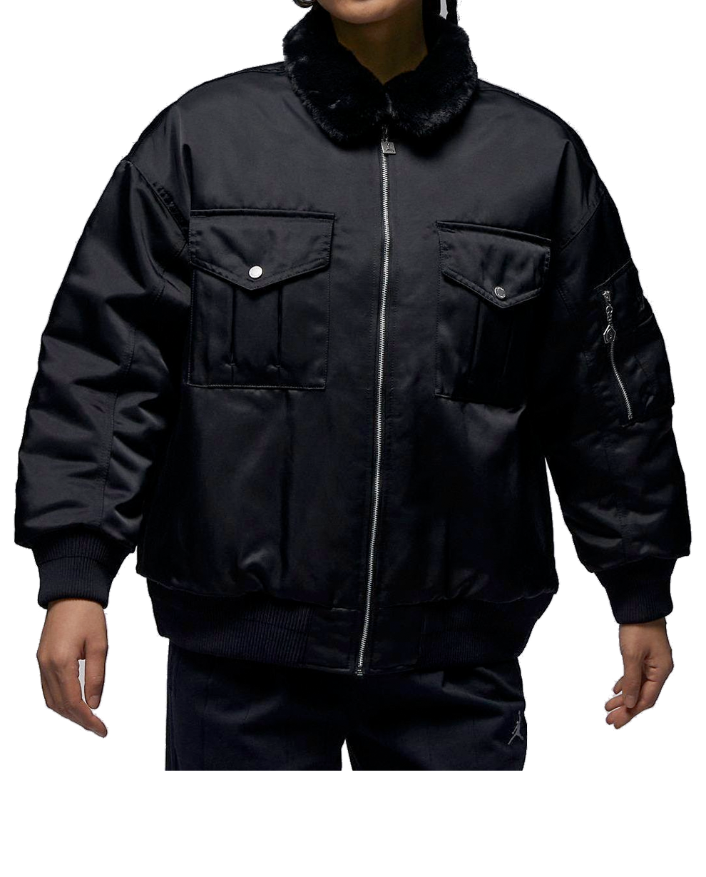 Bomberjakke Jordan Renegade Faux Fur Collar Bomber Jacket Sort | FB5089-010, 0