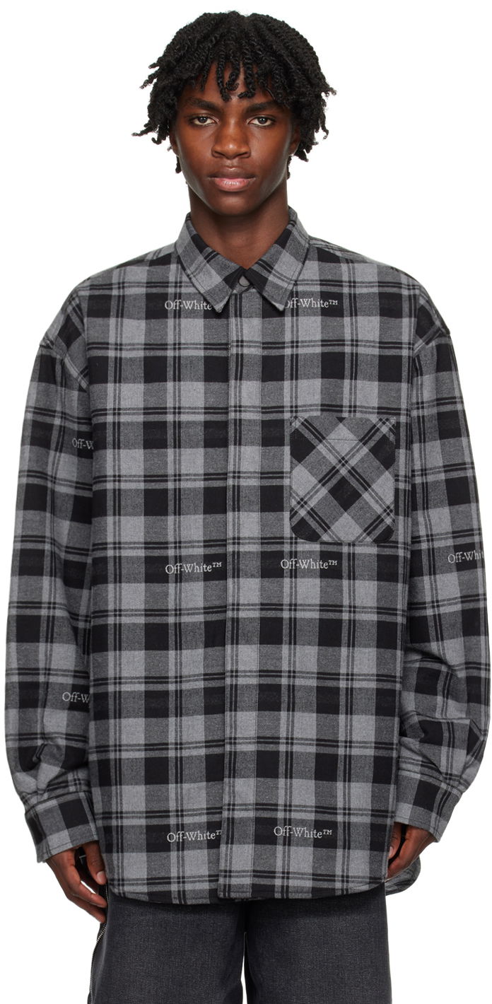 Jakke Off-White Check Jacket Grå | OMES003F23FAB0010800