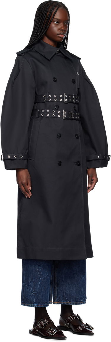 Trenchcoat GANNI Ganni Bonded Cotton Trench Coat Sort | W0395, 1