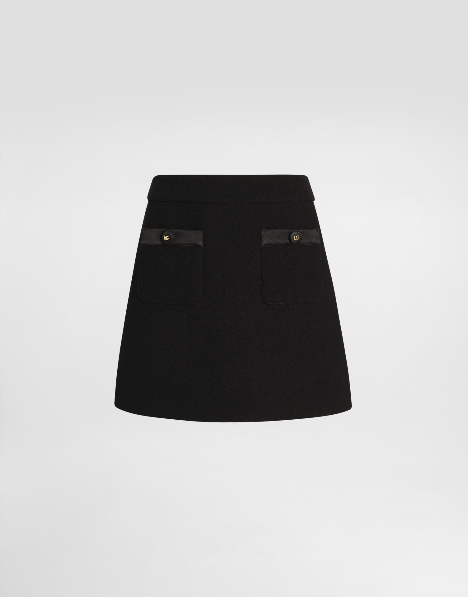 Nederdel Dolce & Gabbana Dolce & Gabbana A-Line Wool Crepe Miniskirt Sort | F4CYTTFU2TZN0000, 0