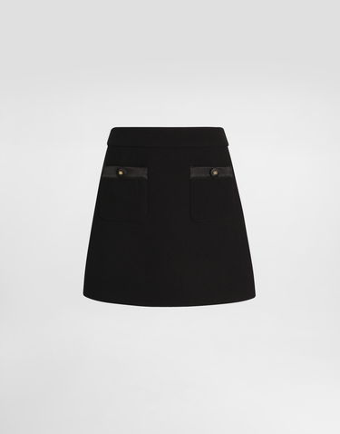 Nederdel Dolce & Gabbana Dolce & Gabbana A-Line Wool Crepe Miniskirt Sort | F4CYTTFU2TZN0000, 0