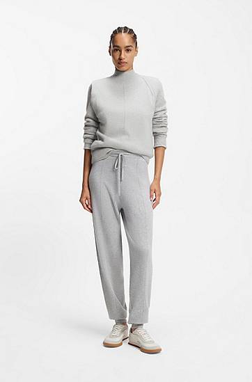 Sweater BOSS Sleeveless Cashmere Knitted Top with Shoulder Patches Grå | 50548506, 1