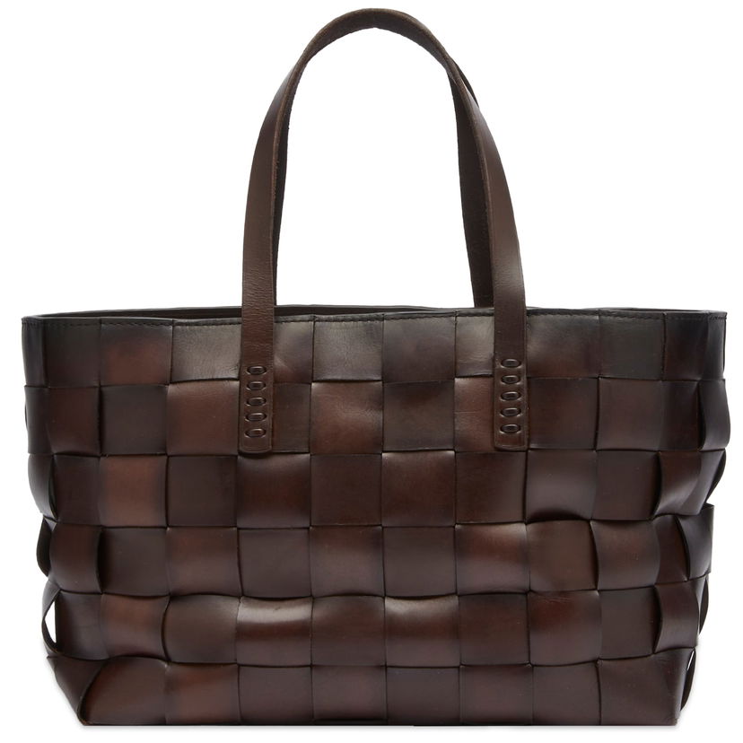 Mulepose Dragon Diffusion Dark Brown Leather Basket Tote Brun | 8151-DARKBROWN