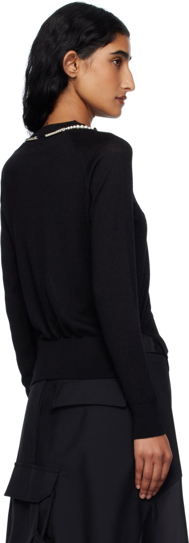 Sweater Simone Rocha Simone Rocha Pearl & Chain Bow Cardigan Sort | KMK13B 0647, 2