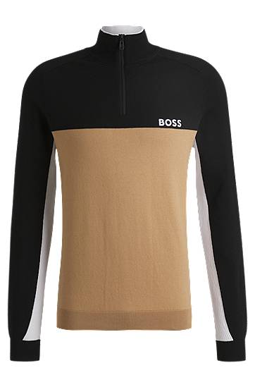 Sweater BOSS BOSS Colour-Block Regular-Fit Sweater Sort | 50528740