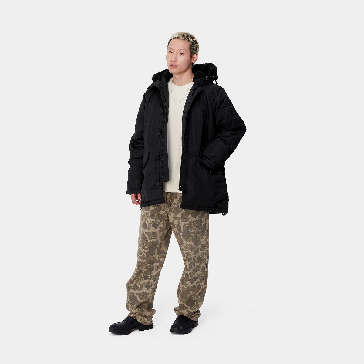 Parka Carhartt WIP Hooded Parka with Faux-Fur Lining Sort | I033929_9, 1