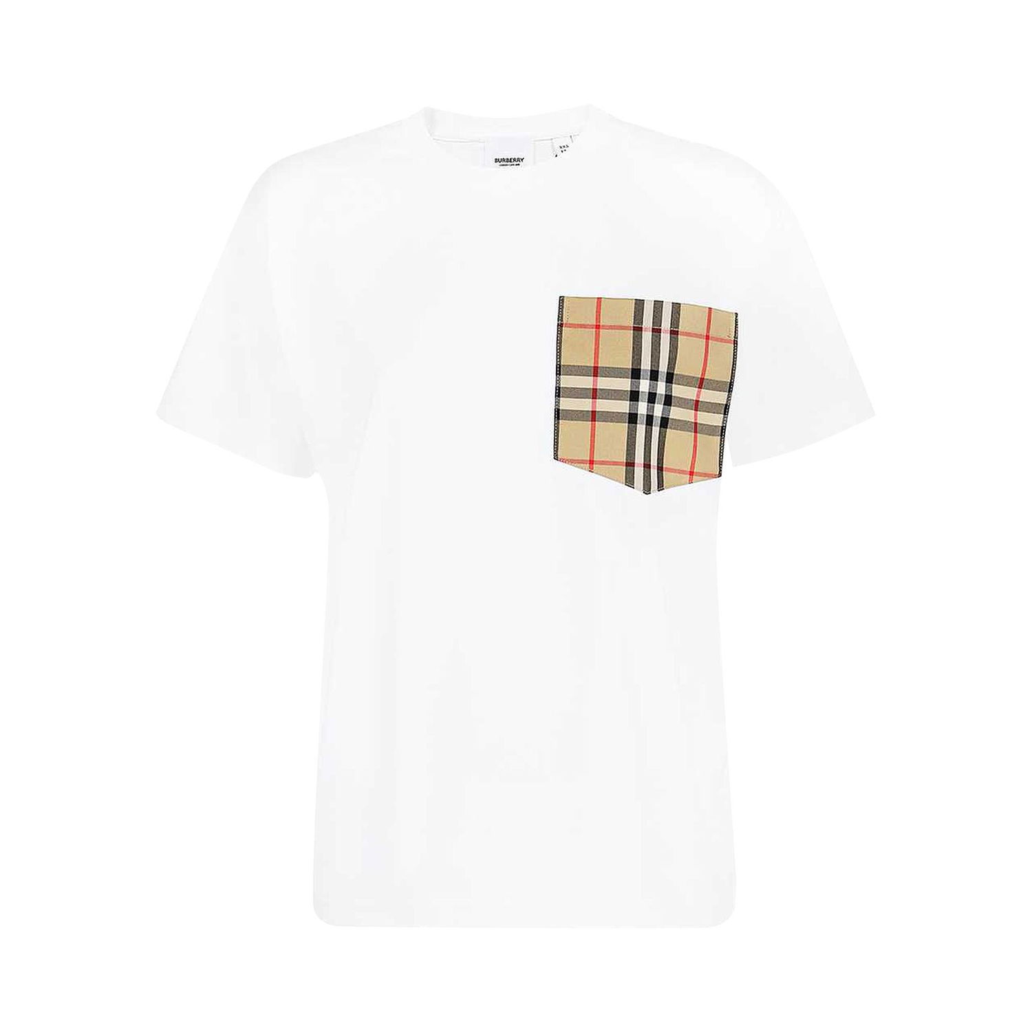 T-shirt Burberry Carrick Check Pocket T-Shirt Hvid | 8043386, 1