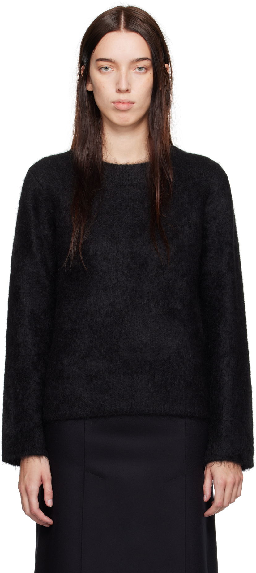 Sweater Loulou de Saison Loulou de Saison Freya Fuzzy Knit Sweater Sort | FREYA