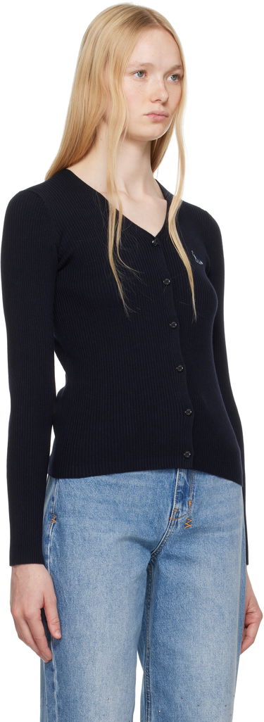 Sweater MAISON KITSUNÉ Maison Kitsuné Baby Fox Patch Fine Ribbed Cardigan Lyserød | OW00501KT1091, 4