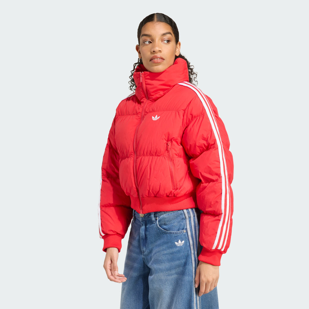 Puffer jakke adidas Performance Adicolor Cropped Puffer Jacket Rød | JX2966, 0
