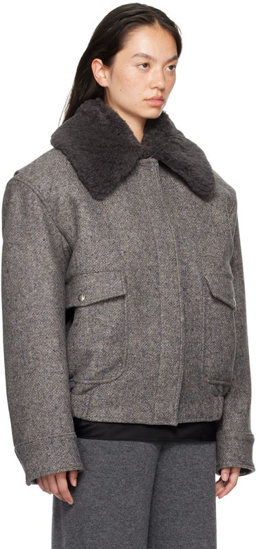 Bomberjakke Stella McCartney Wool Trimmed Jacket Grå | 6601003EJ670, 1
