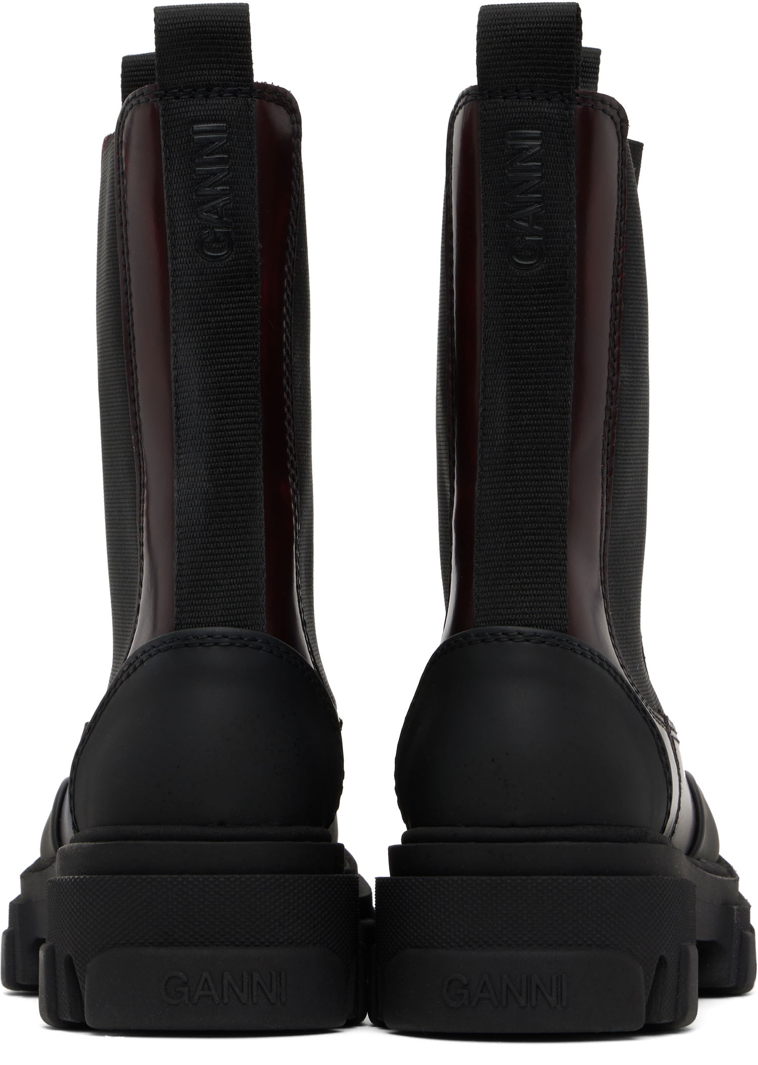 Tøj GANNI GANNI Cleated Mid Chelsea Boots Bourgogne | S2897, 1