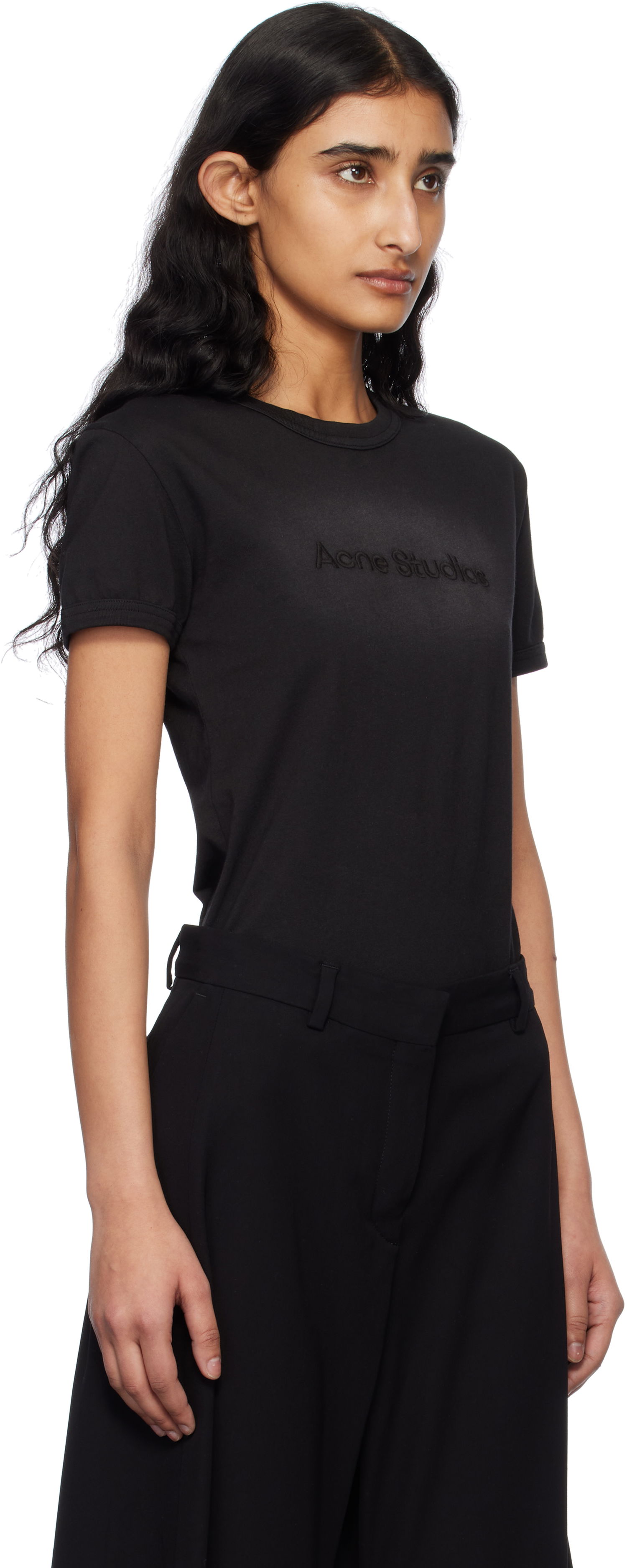 T-shirt Acne Studios Acne Studios Fitted T-Shirt With Logo Sort | AL0457-, 1