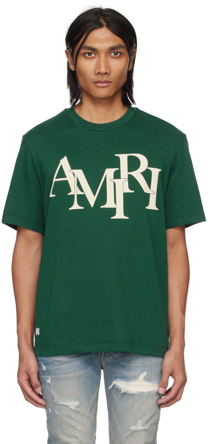 T-shirt AMIRI Staggered T-Shirt Grøn | PS24MJL015, 0