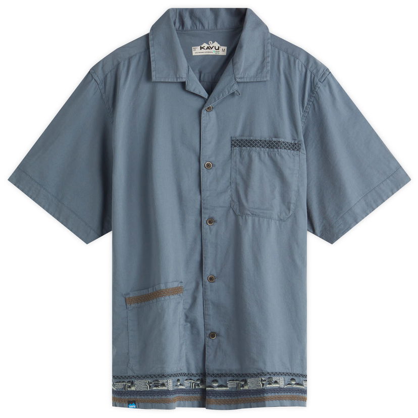 Skjorte KAVU Camp Collar Vacation Shirt Blå | 5262-2044