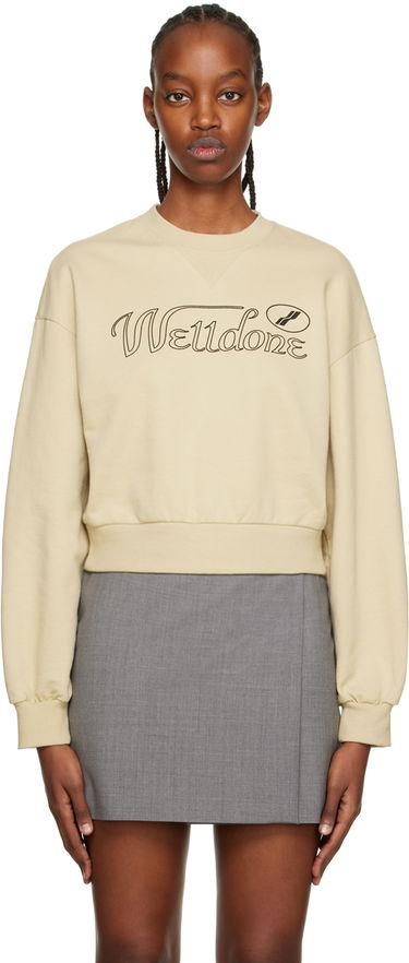 Sweatshirt We11done Cursive Crop Sweatshirt Beige | WD-TS3-22-860-W-BG, 0