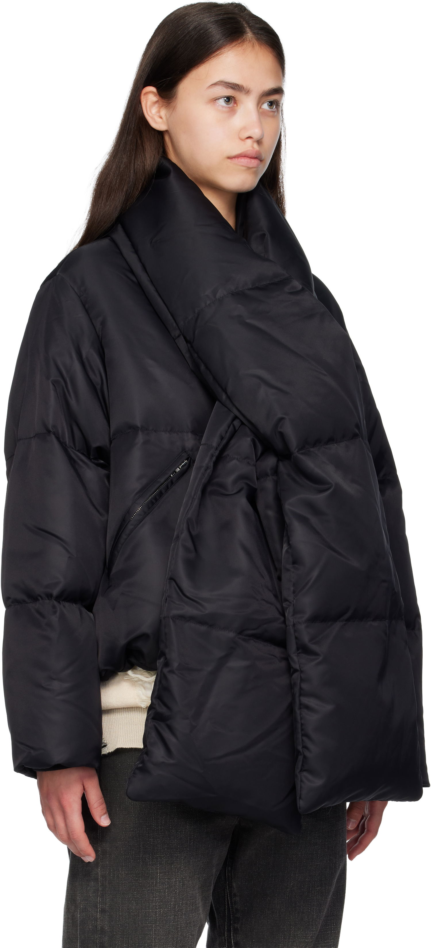 Puffer jakke Maison Margiela MM6 Maison Margiela Scarf Down Jacket Sort | S52AM0332 M35257, 1