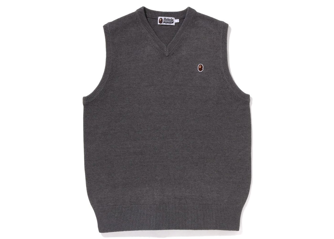 Sweater BAPE Ape Head One Point Knit Vest Grå | 1J30-120-002, 0