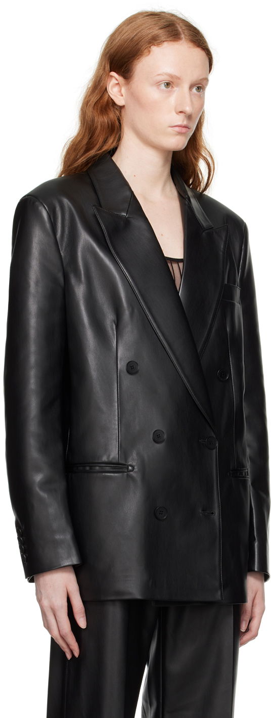 Jakke Stella McCartney Stella McCartney Oversized Faux-Leather Blazer Sort | 6500653BU393, 1